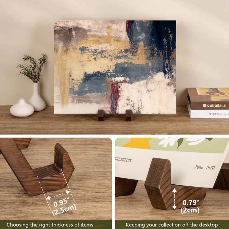 ANBOXIT Plate Display Stand, 3 Pack 6 Inch Plate Holder for Displaying, Decorative Picture Frame Dish Photo Plaque Platter Wood Stand - Image 4